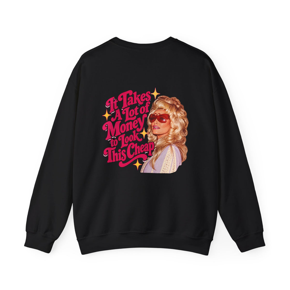 Dolly Parton inspired sweatshirt, retro western graphic, It Takes A Lot of Money quote