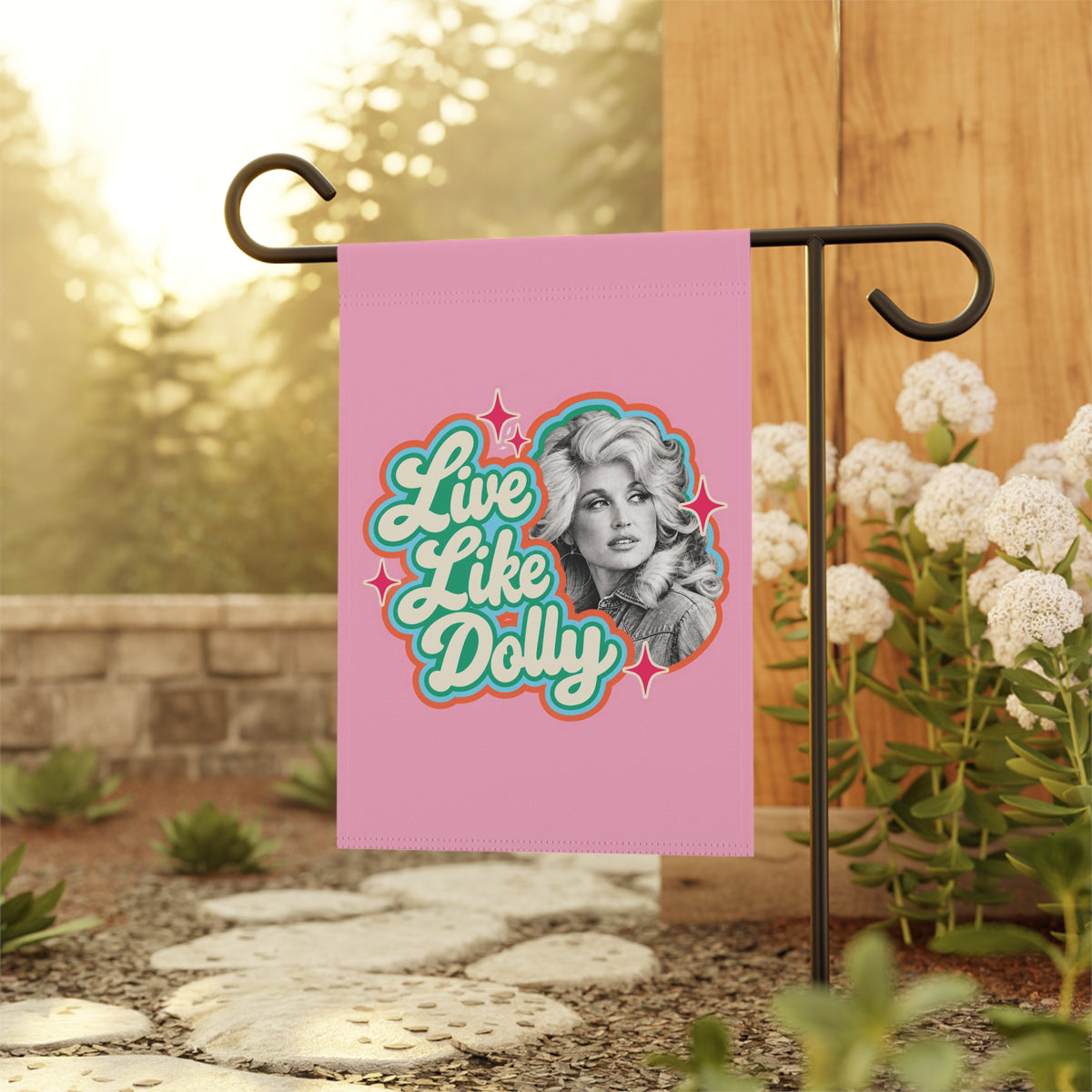 Live Like Dolly Garden Flag | Pink Country Western Yard Flag | Dolly Inspired Garden Decor