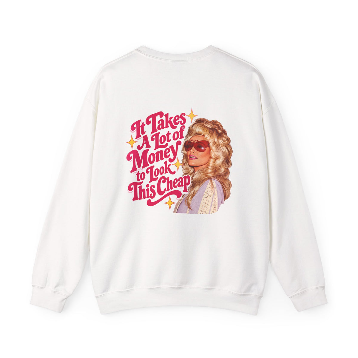 Dolly Parton inspired sweatshirt, retro western graphic, It Takes A Lot of Money quote