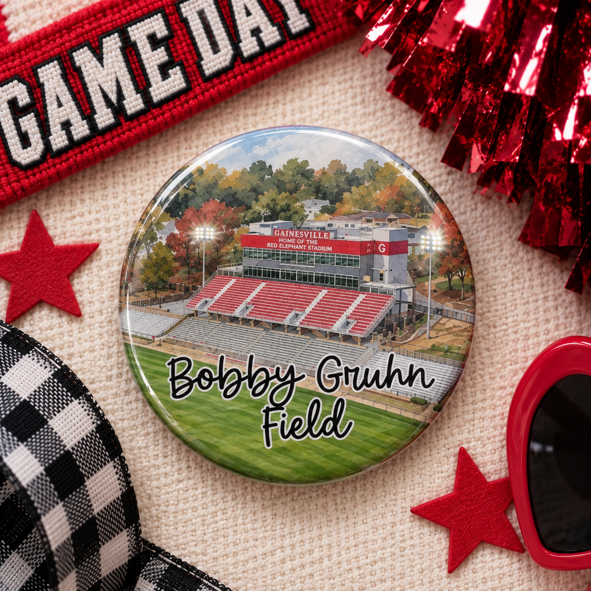Bobby Gruhn Field 3" Game Day Button