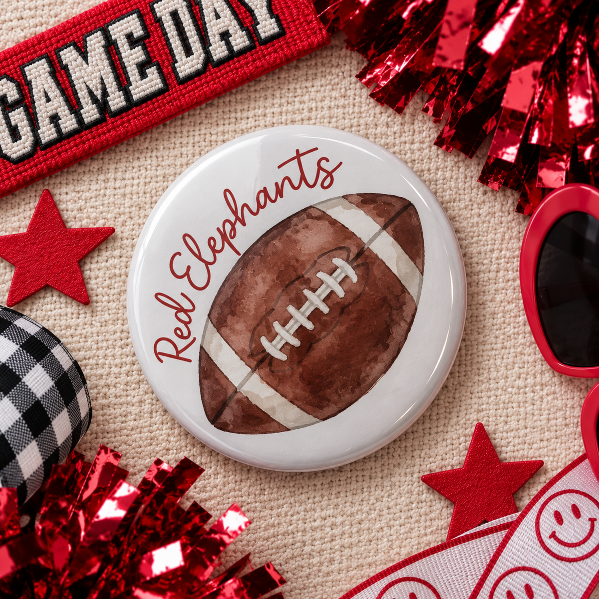 Red Elephants Football 3" Button
