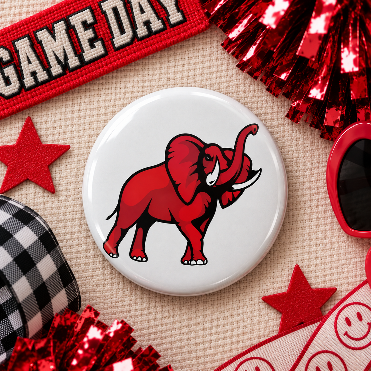 Red Elephant 3" Button