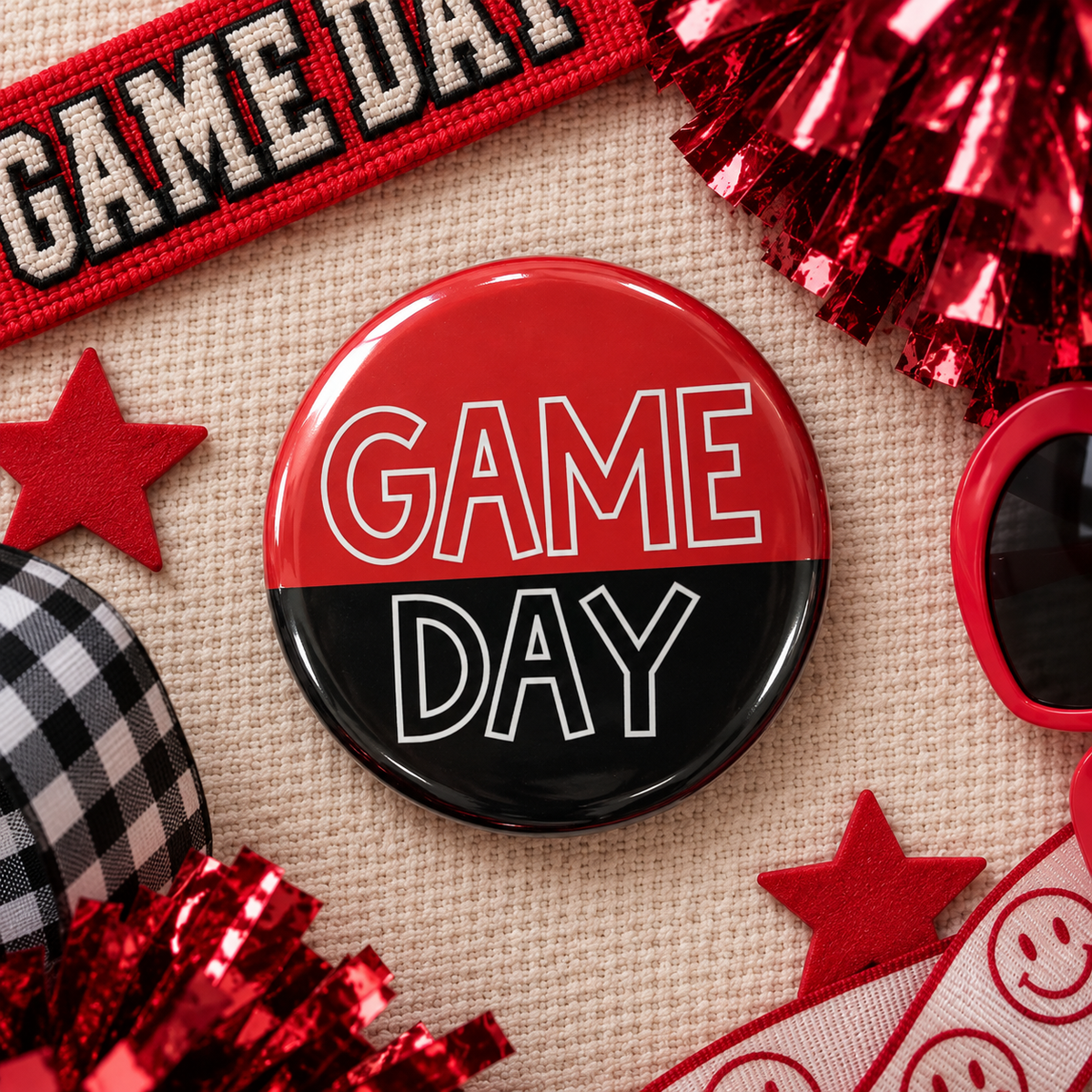 Red + Black Game Day 3" Button