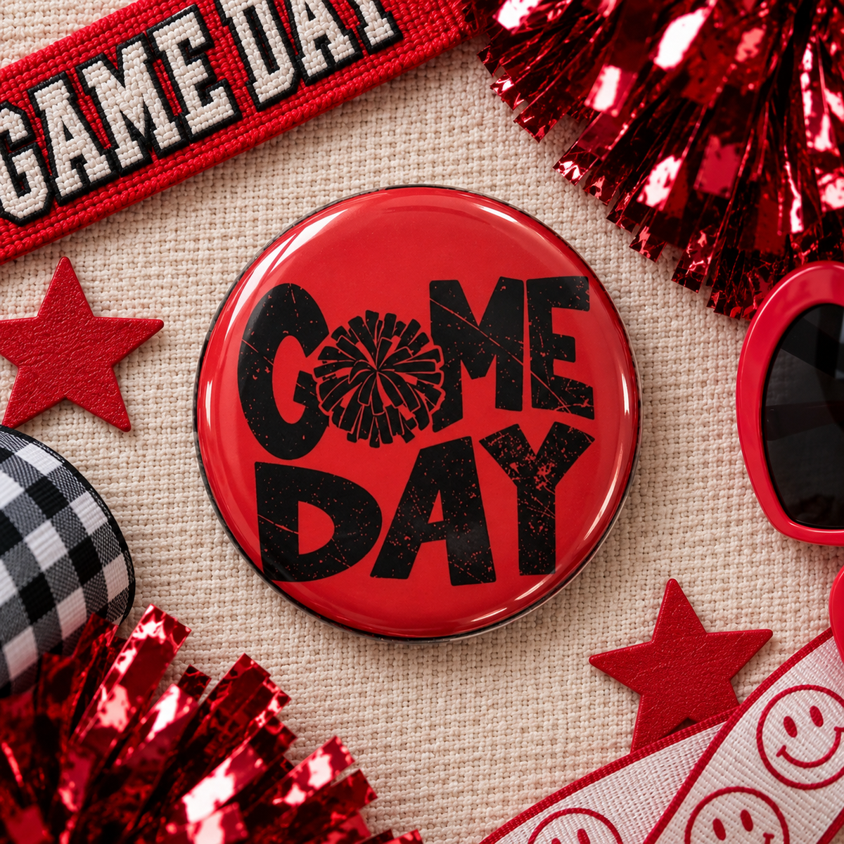 Pom Pom Game Day 3" Button