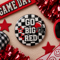 Go Big Red Checkerboard 3" Button