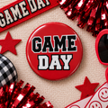 Red Game Day Varsity 3" Button