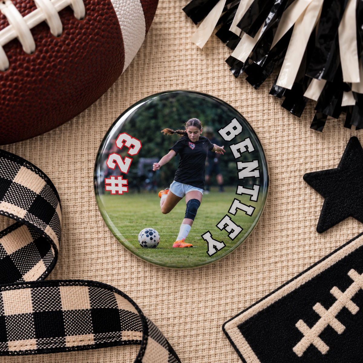 Custom Game Day Photo & Player 3" Button