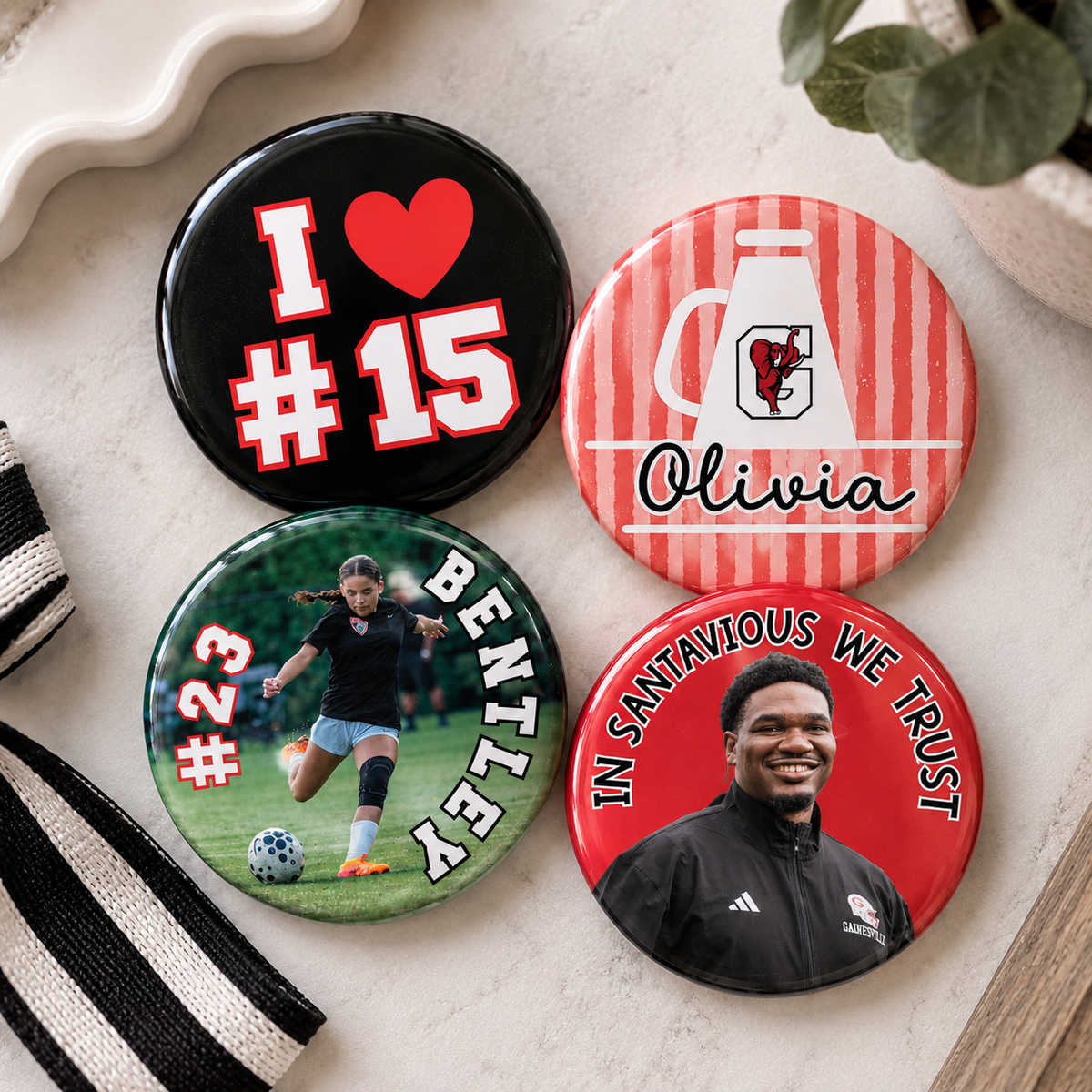 Custom Game Day Photo & Player 3" Button